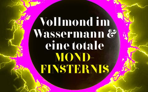Illustration vom Wassermann-Vollmond und der Mondfinsternis, Illustration und © Claudia Hohlweg für Blumoon