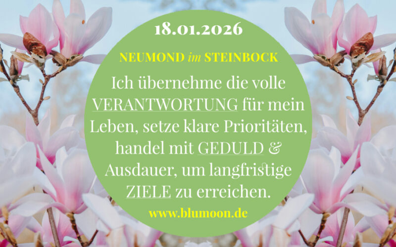 2026 Neumond Steinbock 18.01.2026, Artwork und © Claudia Hohlweg für BLUMOON